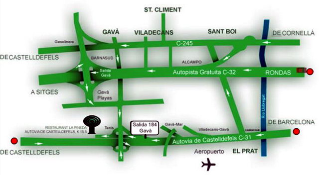 Ubicaci�n del Restaurante La Pineda de Gav� Mar